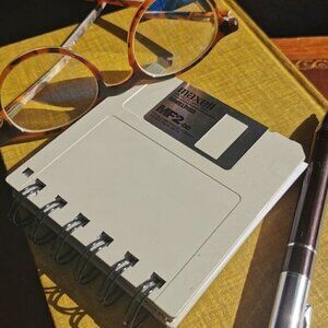 Upcycled Floppy Disk Notebook, Guy Gift for Dad Graph Paper Vintage 90s Computer